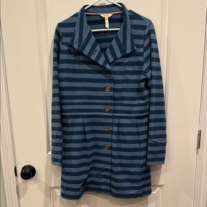 Matilda Jane Women's Size Medium Blue Striped Pea Coat
